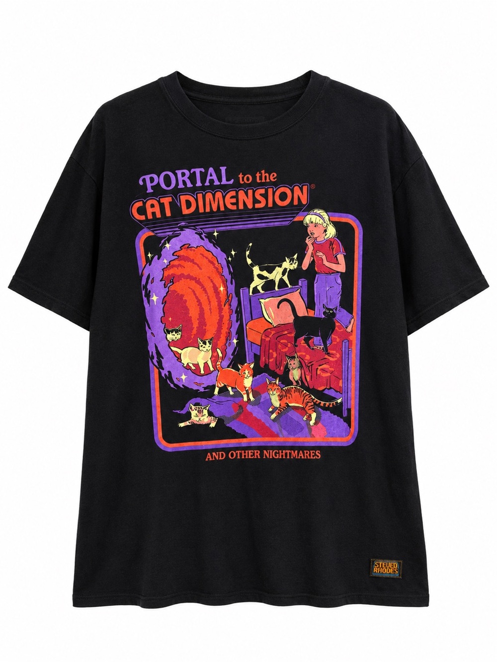 Portal to the Cat Dimension Graphic Tee - Black